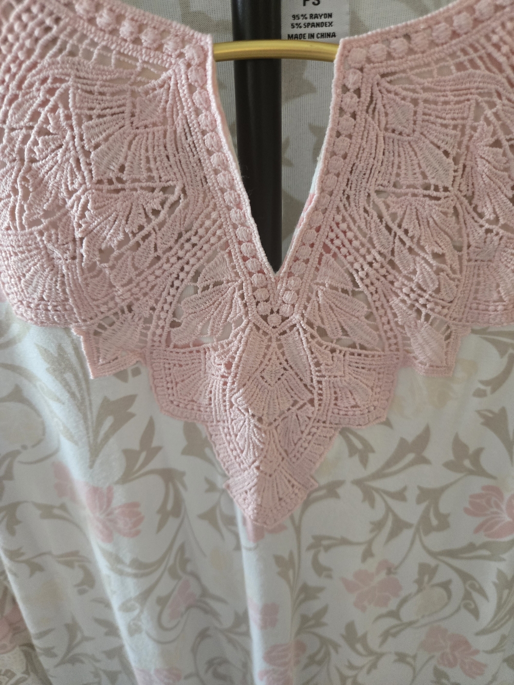Ruby Rd. Cream Tunic with Pink Lace-Trimmed V-Neck - Picture 3 of 4